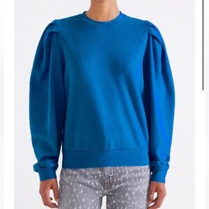 Etica Lysse Pleat Sleeve Sweatshirt-Skydiver Blue, size Small, NWT